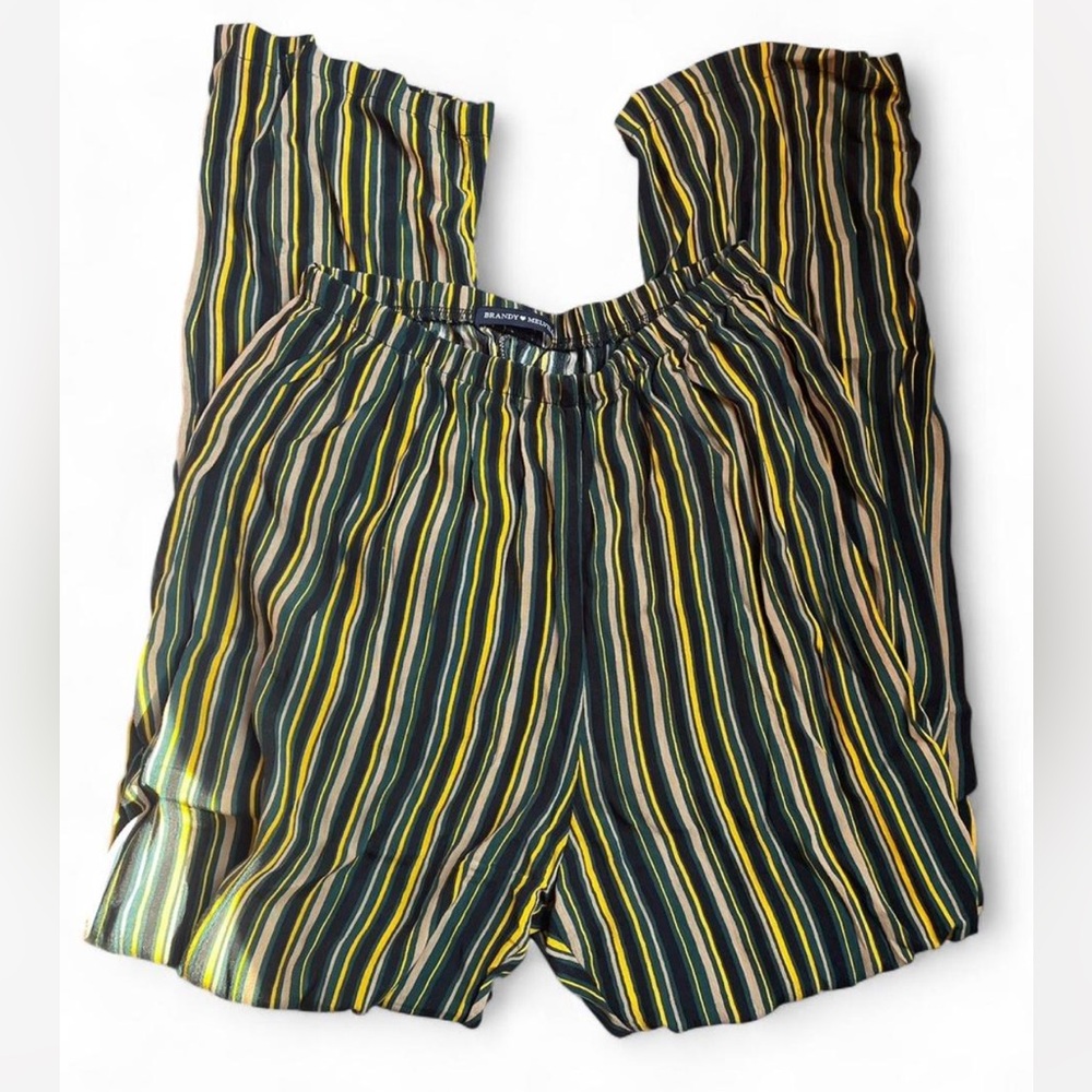 Brandy Melville Striped Easy On Pants in Green and Yellow